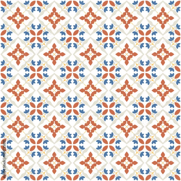 Fototapeta Azulejo tile, seamless pattern, portugues design