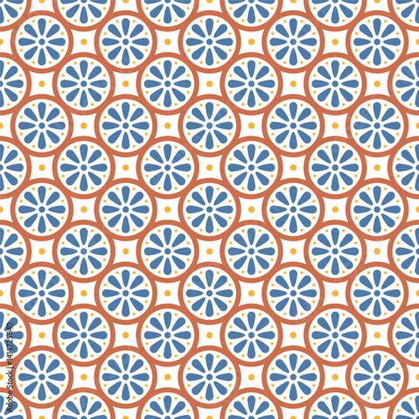 Fototapeta Azulejo tile, seamless pattern, portugues design