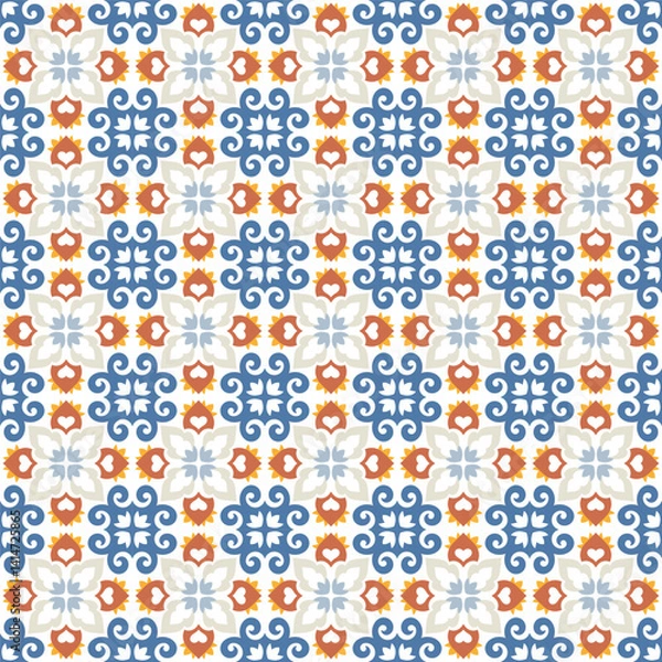 Fototapeta Azulejo tile, seamless pattern, portugues design