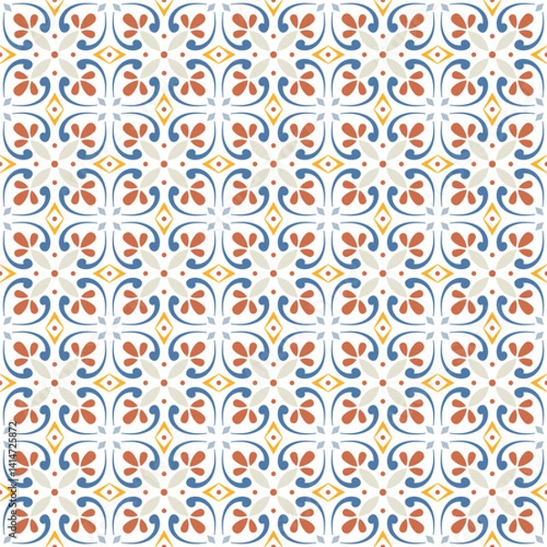 Fototapeta Azulejo tile, seamless pattern, portugues design