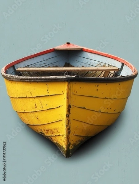 Obraz Charming yellow rowboat against a serene blue backdrop capturing the essence of nautical adventure and coastal exploration