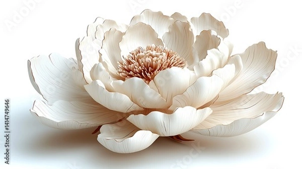 Fototapeta Elegant handcrafted peony sculpture with wooden petal texture high resolution picture