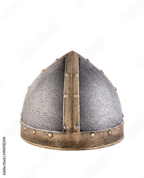 Fototapeta Medieval knight helmet isolated on white background with clipping path