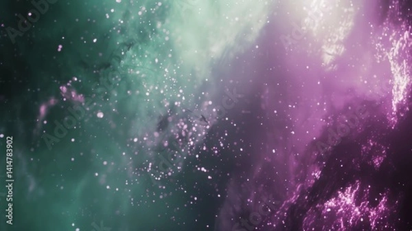 Obraz Cosmic Dreamscape: Abstract Nebula Background With Glittering Star Dust Texture. Fantasy Universe Wallpaper, Space Art, Teal Purple Galaxy, Creative Backdrop