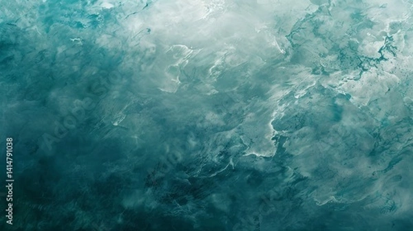Obraz Oceanic Teal Marble Texture Background. Abstract Water Color Wash Backdrop. Elegant Ink Paint Design For Creative Projects.