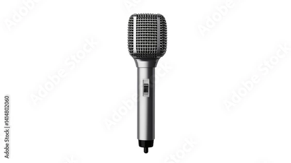 Fototapeta Isolated silver microphone for professional audio recording on black background isolated on transparent background