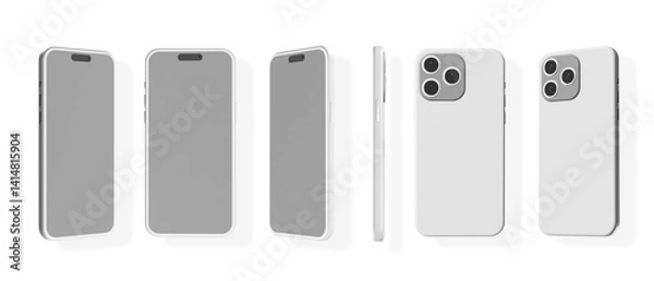 Obraz Phone 3D renderd Views on a Transparent Background