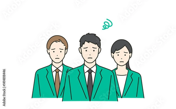 Obraz スーツを着たビジネスマンが困っているベクターイラストセット