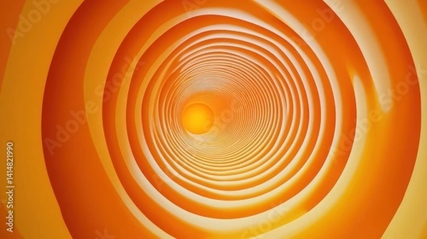 Fototapeta Orange spiral tunnel, bright light, abstract background, design