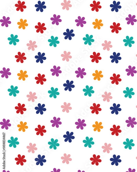 Fototapeta Colorful Retro Floral Pattern Seamless Design for Fabric, Wallpaper, and Digital Use