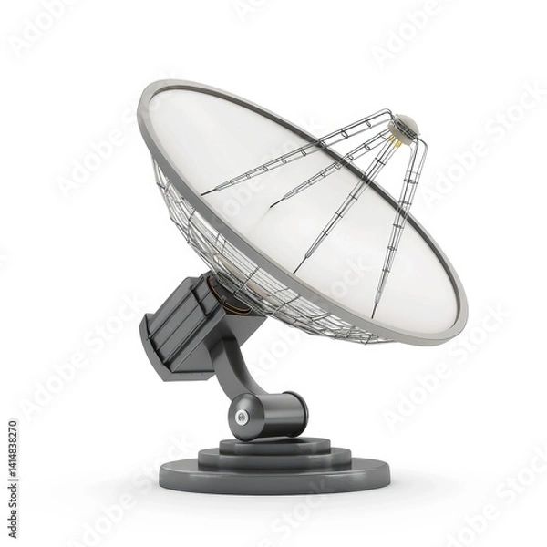 Fototapeta Modern satellite dish against a plain background.
