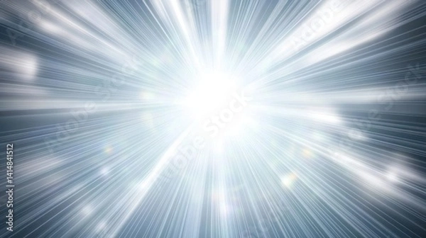 Fototapeta Bright, radiant light burst with streaks emanating outwards from a central point, creating a dynamic and energetic effect.