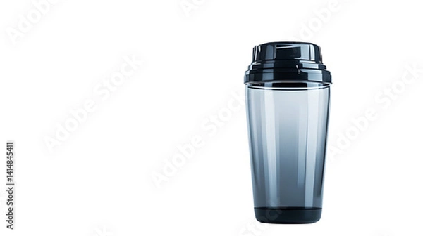 Obraz Professional Shaker Bottle with Liquid Isolated on White Background for Health Supplements Ads