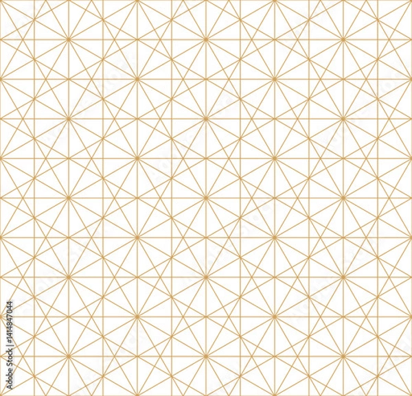 Obraz Seamless gold hexagon tessellation grid line pattern background, luxury style graphic design.