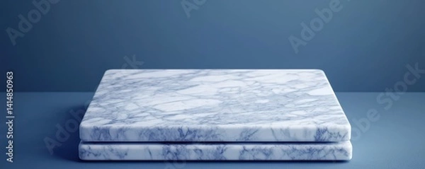 Fototapeta marble podium presentation stone visual concept. Elegant marble-patterned surface on a minimalist backdrop.