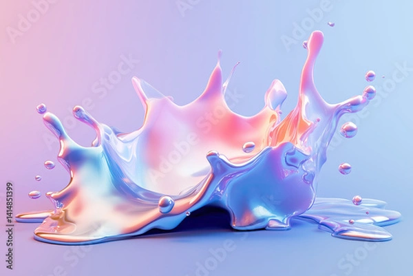Fototapeta A stunning abstract splash of liquid in soft pastel shades, creating a dynamic and artistic composition. The smooth, glossy texture of the liquid contrasts with the vibrant colors, evoking energy