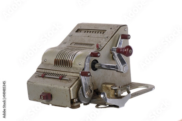 Obraz the old adding machine antique calculator meta mechanism