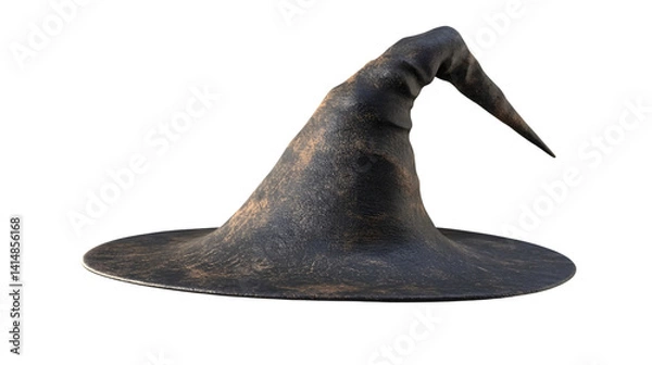 Obraz Stylish Witch Hat Isolated on White Background for Halloween Costume Designs