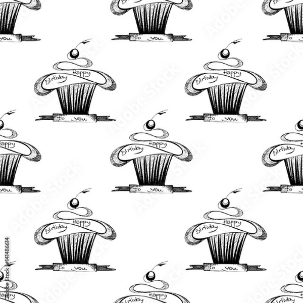 Fototapeta pattern with funny cupcake
