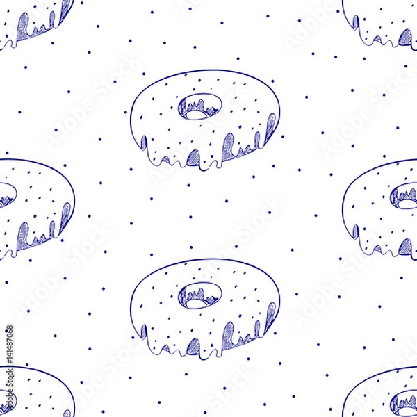 Obraz Sketch donuts on white background.