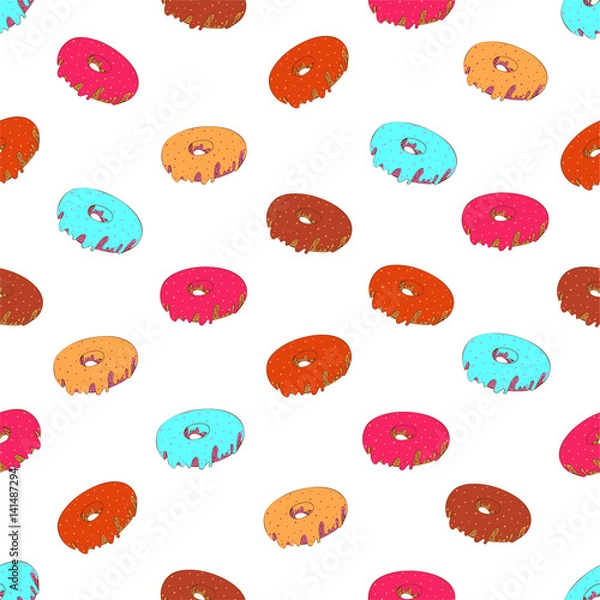 Fototapeta Donut with cream pattern on white background.