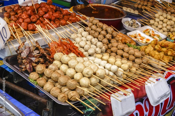 Fototapeta Grilled Thai sausages, Street Food