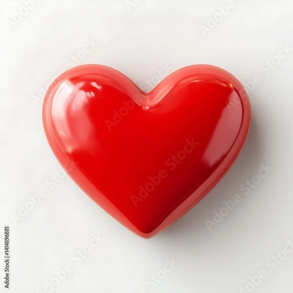 Fototapeta 3d Shiny red heart shape centered 