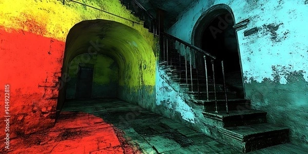 Fototapeta Abandoned Colorful Stairway