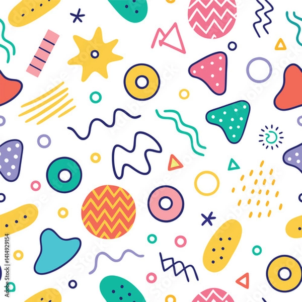 Fototapeta Abstract colorful pattern with playful shapes