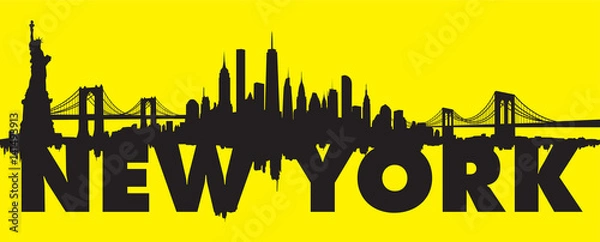 Obraz Yellow New York City Skyline Vector