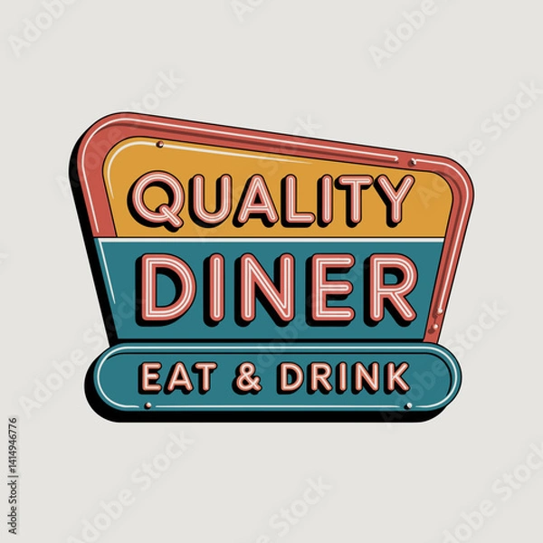 Obraz Quality Diner Eat & Drink Retro Neon Sign Art