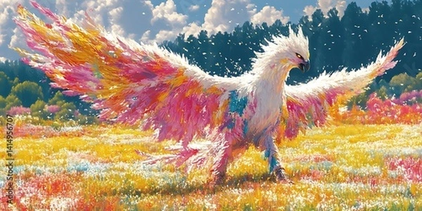 Fototapeta Colorful Griffin in a Field