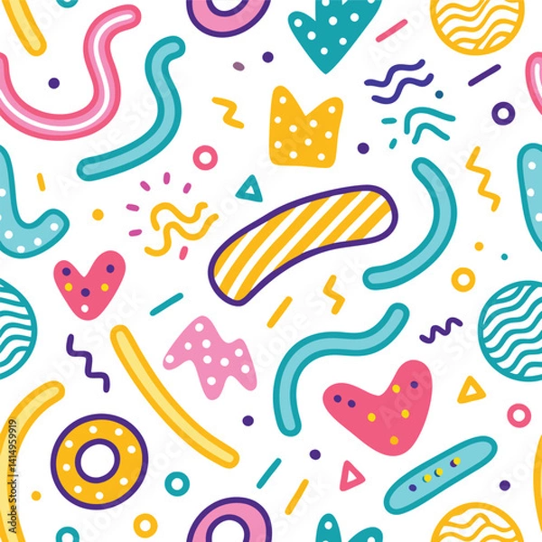 Fototapeta Vibrant abstract shapes seamless pattern
