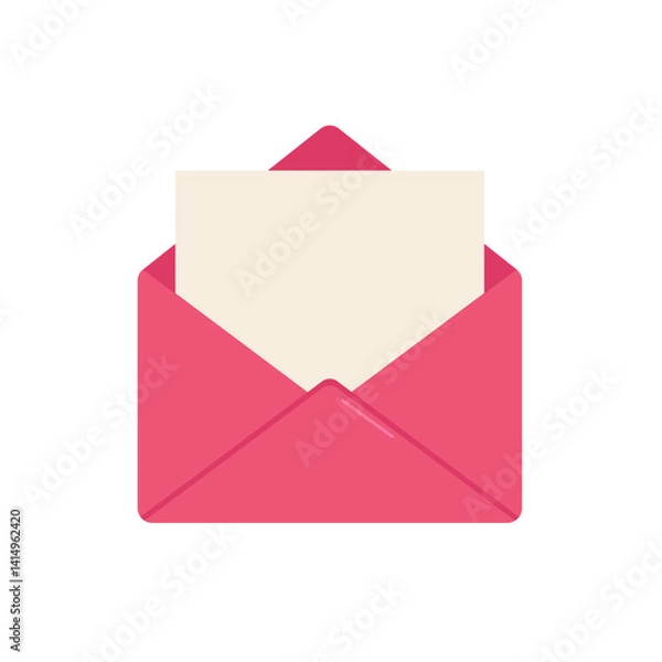 Obraz Icons for email, new message, envelopes with hearts. Love letter concept. Vector illustration. Opened Pink Envelope with Heart Icon Set Closeup Isolated.Valentine's day Greeting posters. 