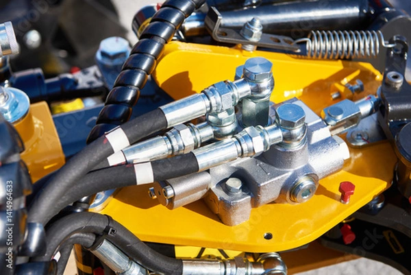 Fototapeta Hoses of hydraulic machine