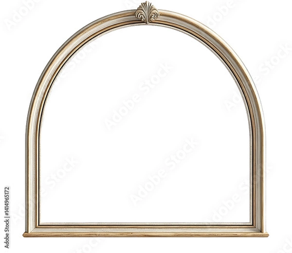 Obraz Large arch-shaped mirror with a classic frame isolated with transparent background