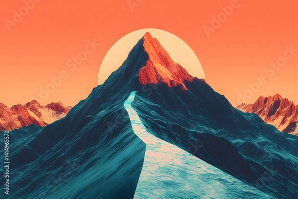 Obraz Mountain abstract design with a path guiding the way to the peak, representing challenges and goals