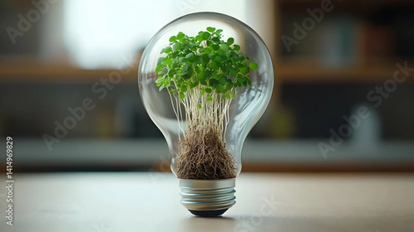 Obraz Growing Plant Inside Clear Lightbulb
