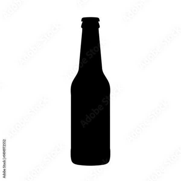 Obraz Beer bottle icon in black silhouette style