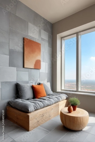 Obraz A modern living room setup featuring a cozy sectional sofa