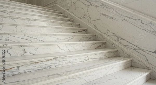 Obraz Elegant White Marble Staircase Interior Design