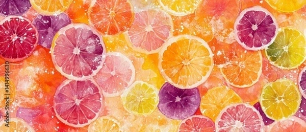 Obraz A painting of many oranges and grapefruits