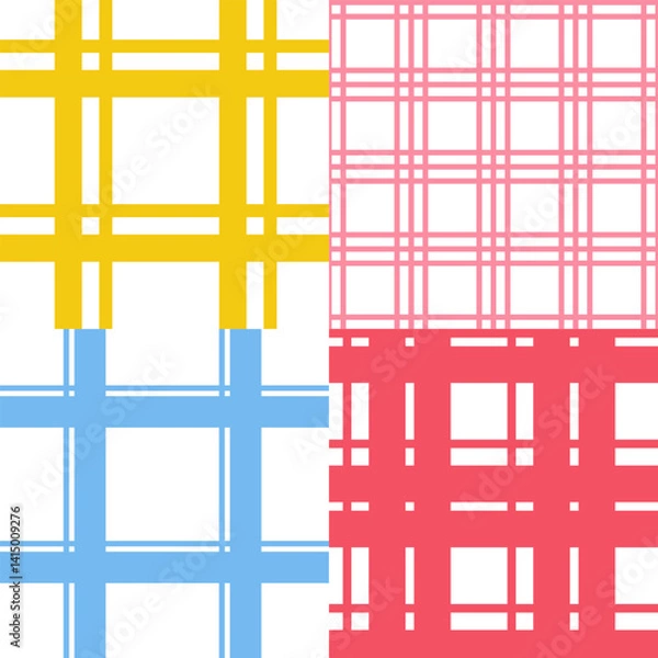 Fototapeta Grid vector seamless patterns set.