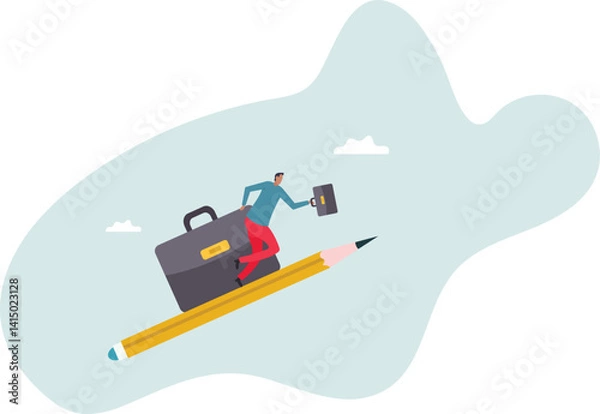 Fototapeta Creativity idea lead the way, education or knowledge help career development, writing skill or artist mindset.character for design.