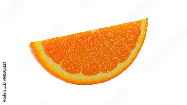 Obraz A sliced orange wedge full of vitamins and minerals, a tropical fruit slice that is very juicy, on a transparent background.