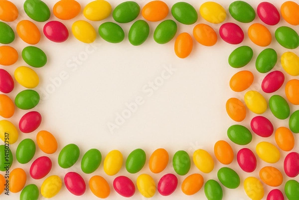 Fototapeta Colorful Candy Frame on Isolated White Background