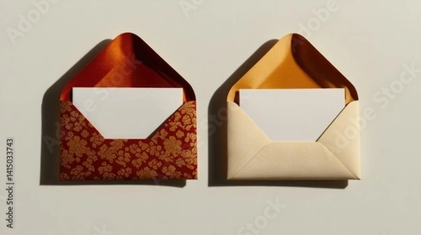 Fototapeta Elegant envelopes showcase vibrant colors and intricate patterns