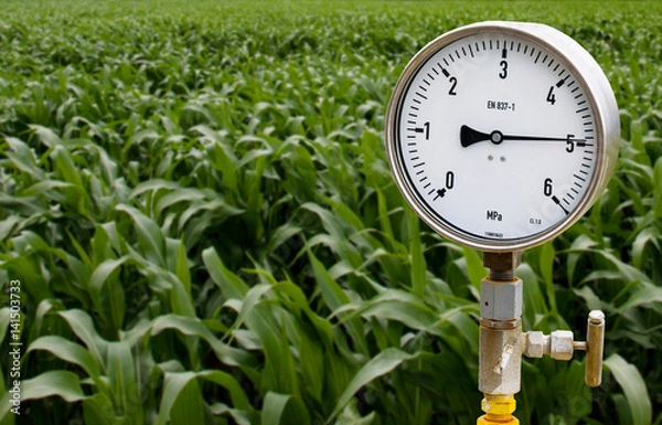 Fototapeta Pressure gauge in oil and gas production process for monitor condition