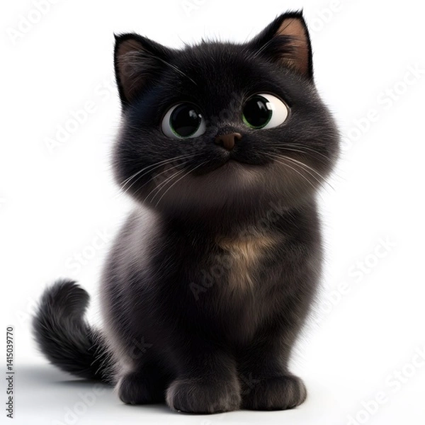 Obraz 3d cat cartoon, on a clean white background, studio photo style, clear and crisp