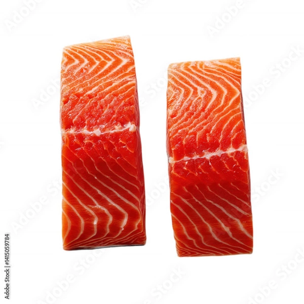 Fototapeta Fresh Raw Salmon Fillet Clean Cut Isolated Transparent Background